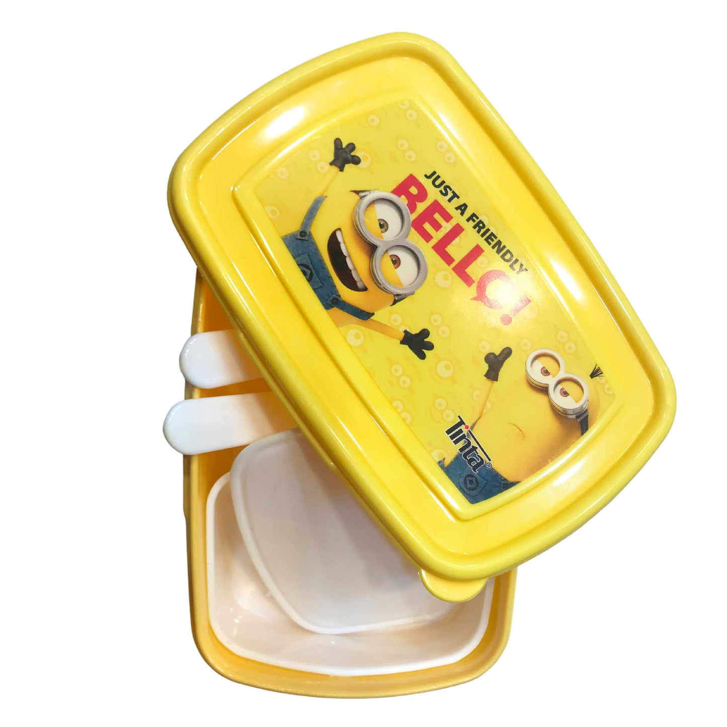 Plastic 2 Part Lunch Box With Fork & Spoon For Kids