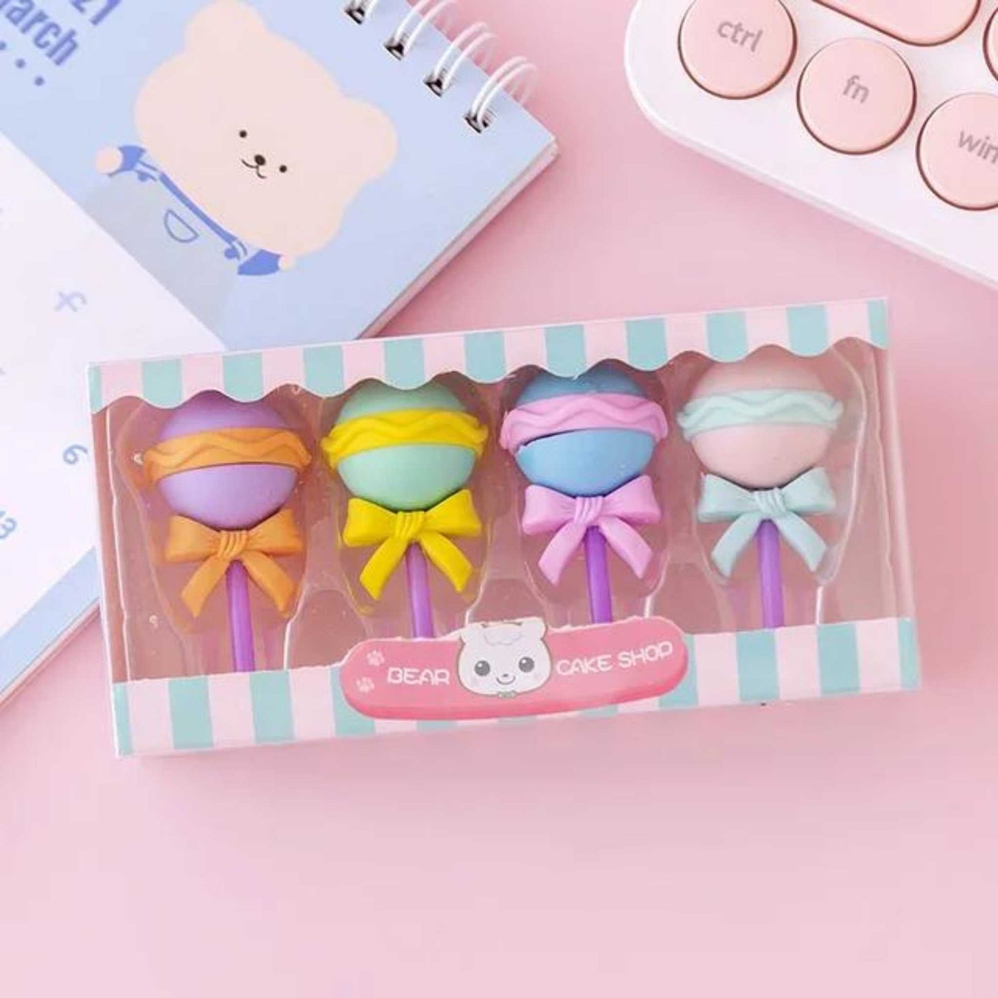 Bear Cake Shop Eraser 4 PCS Set