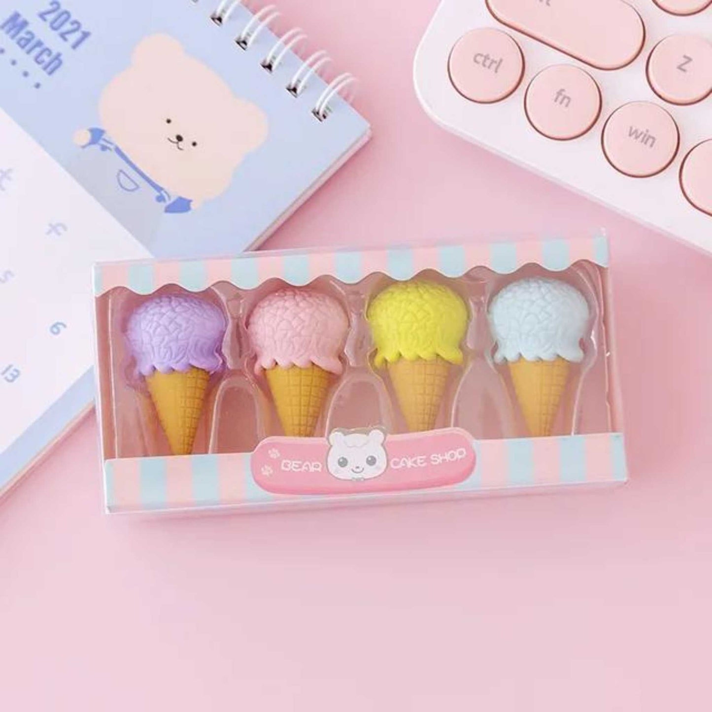 Bear Cake Shop Eraser 4 PCS Set