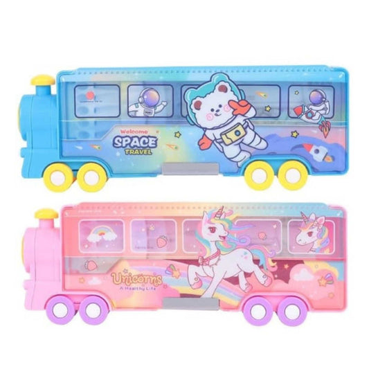 Train Shape Pencil Box with Space Theme