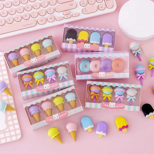 Bear Cake Shop Eraser 4 PCS Set
