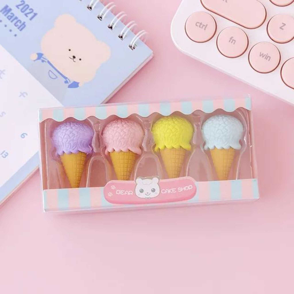 Bear Cake Shop Eraser 4 PCS Set