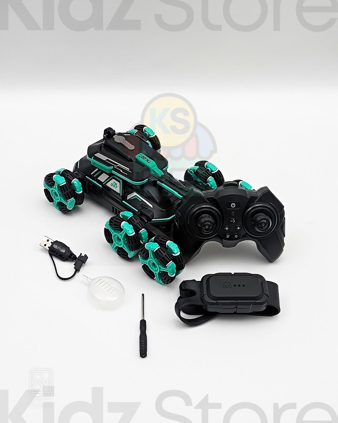 STUNT CAR LADDER WHEELS 360 ROTATION DUAL CONTROL REMOTE  + WATCH