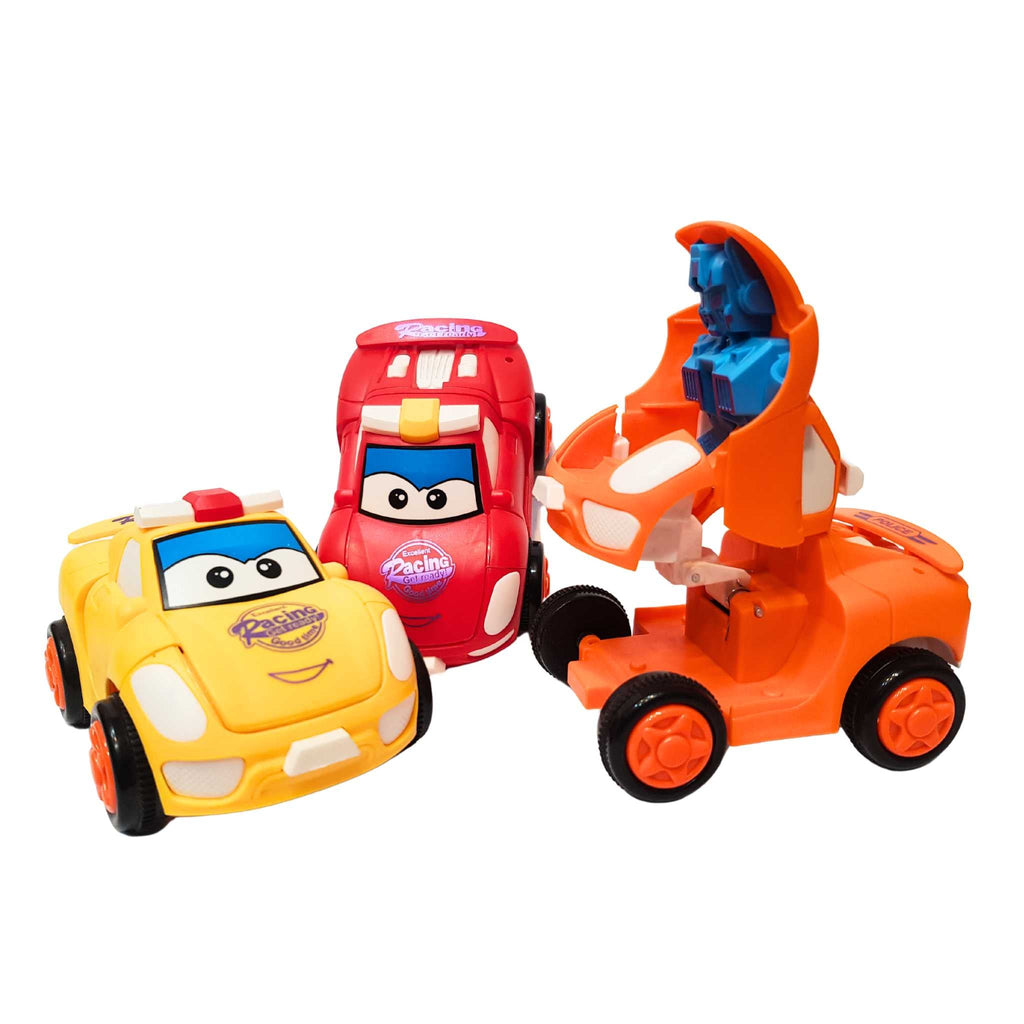 Mini Racing Friction Toy Racing De-Forming Car to Robot/ Push N Go Toys for Kids