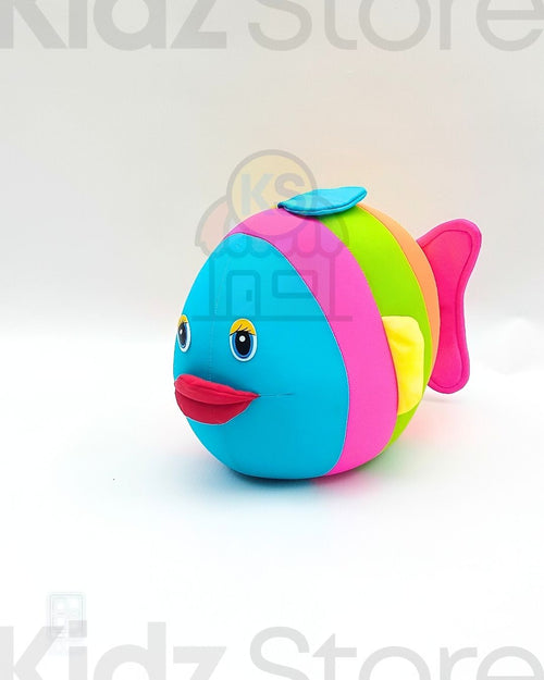 Colorful fish-shaped toy on a white background with 'Kidz Store' branding.